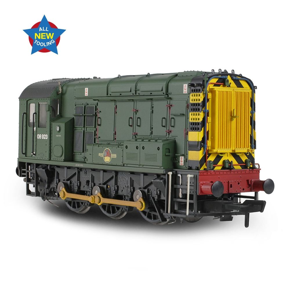 Bachmann Class 08 08923 BR Green (Wasp Stripes) Weathered - OO Gauge - Phillips Hobbies