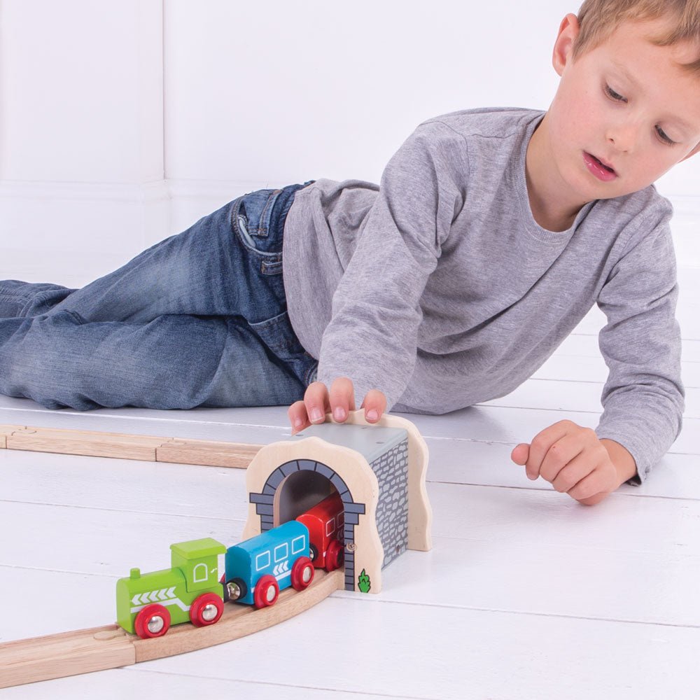 Bigjigs Grey Stone Tunnel - Wooden Train Set Accessory - Phillips Hobbies