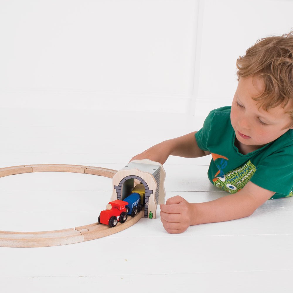 Bigjigs Grey Stone Tunnel - Wooden Train Set Accessory - Phillips Hobbies