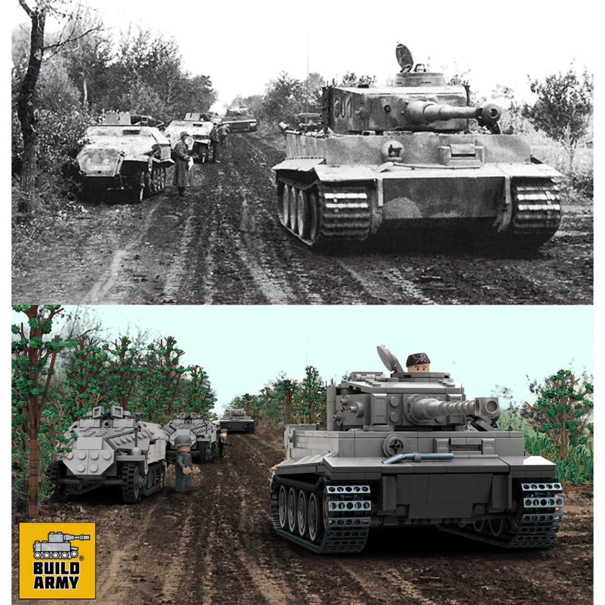 Build Army Tiger 1 Grey Brick Model - 1:33 Scale - Phillips Hobbies