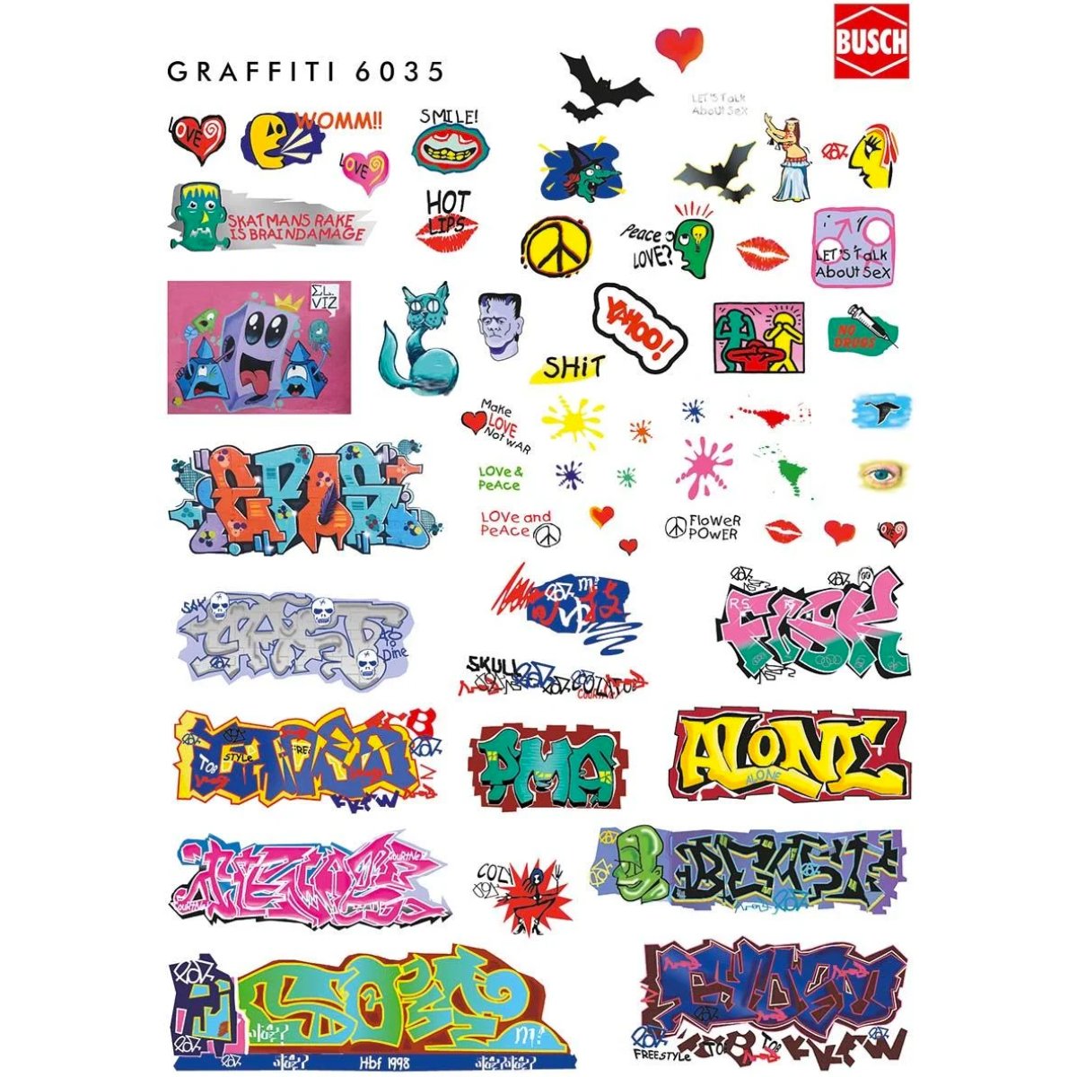 Busch 6035 Graffiti Decals - HO / OO Gauge - Phillips Hobbies