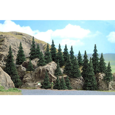 Busch 6469 25 Assorted Fir Trees 40-90mm - N / TT / OO Gauge - Phillips Hobbies