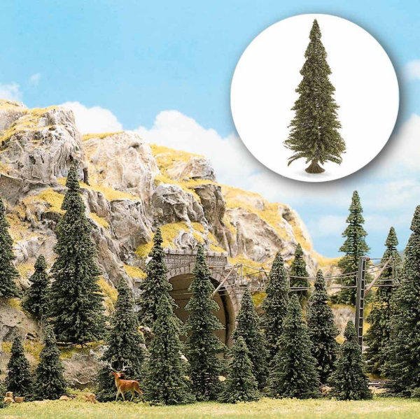 Busch 6577 40 Pine Trees With Bases - N/TT Gauge Scenery - Phillips Hobbies