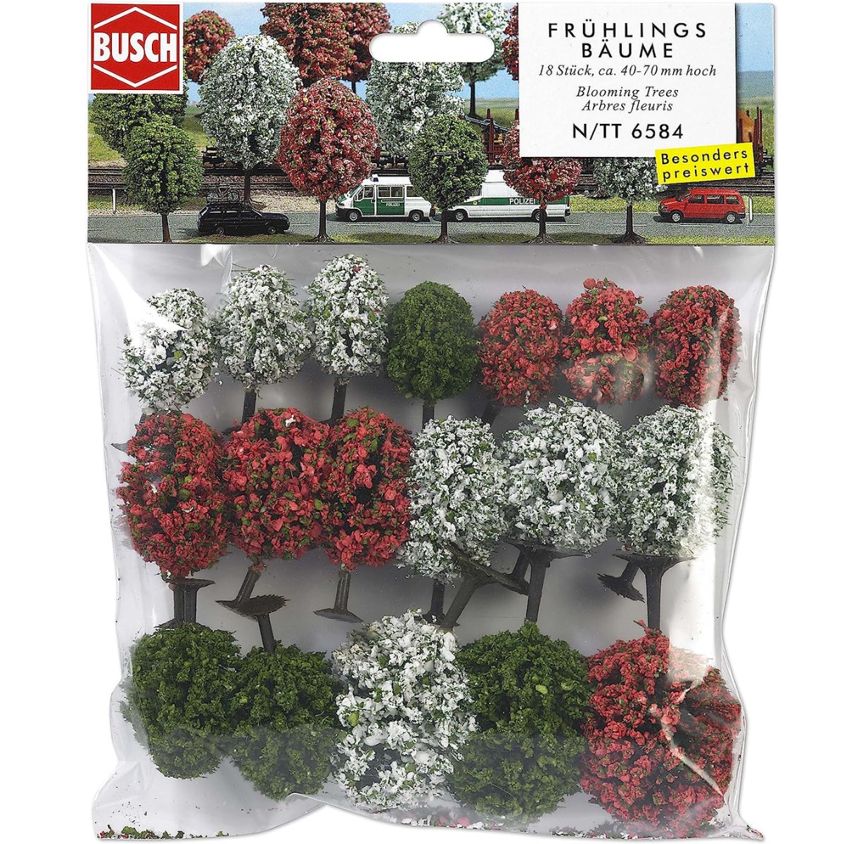 Busch 6584 Assorted Fruit Trees (18 Pack) - N / TT Gauge - Phillips Hobbies