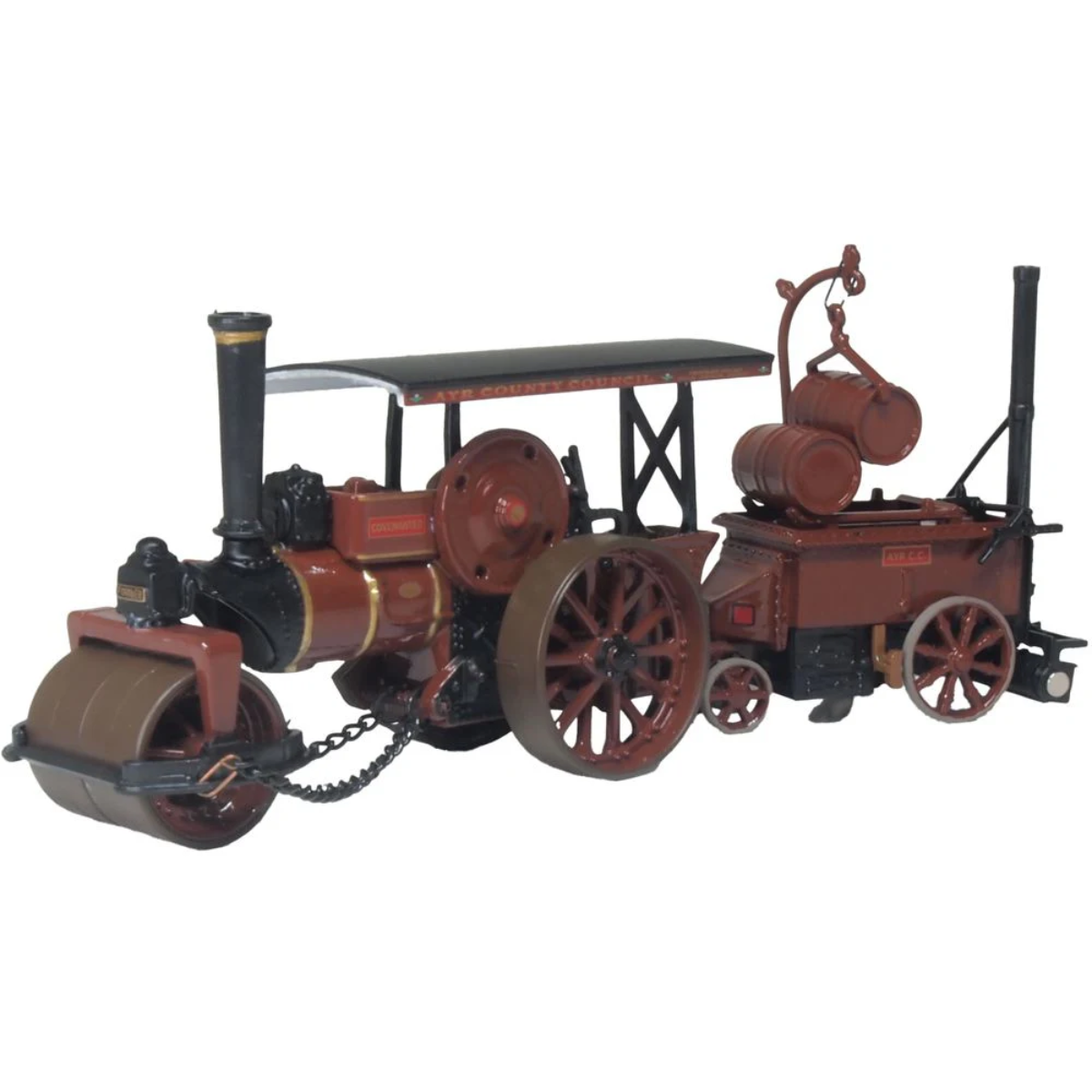 Oxford Diecast 76FSR007 Fowler Steam Roller & Coleman Flapper Covenanter/Ayr County Council - 1:76 Scale