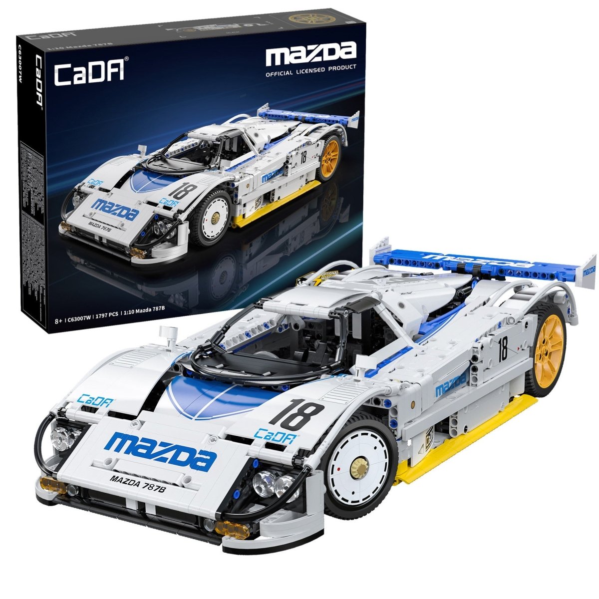 CaDA Bricks Mazda 787B Race Car 1797 pcs Construction Toy Set 1:10 Scale - Phillips Hobbies