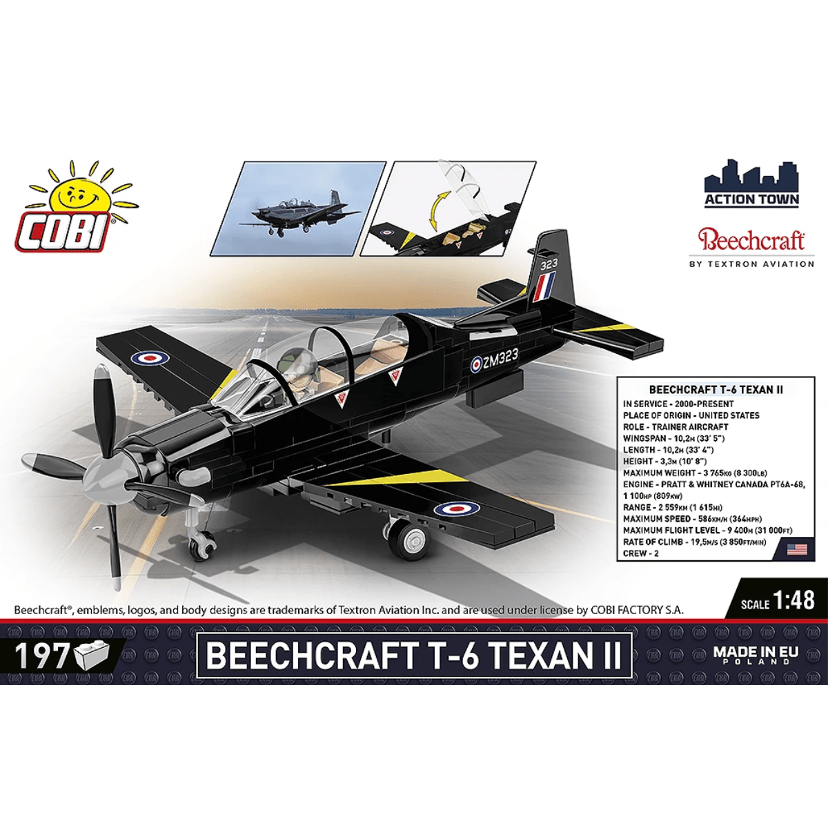 Cobi Bricks Beechcraft T - 6 Texan II Plane Construction Toy Set - Phillips Hobbies