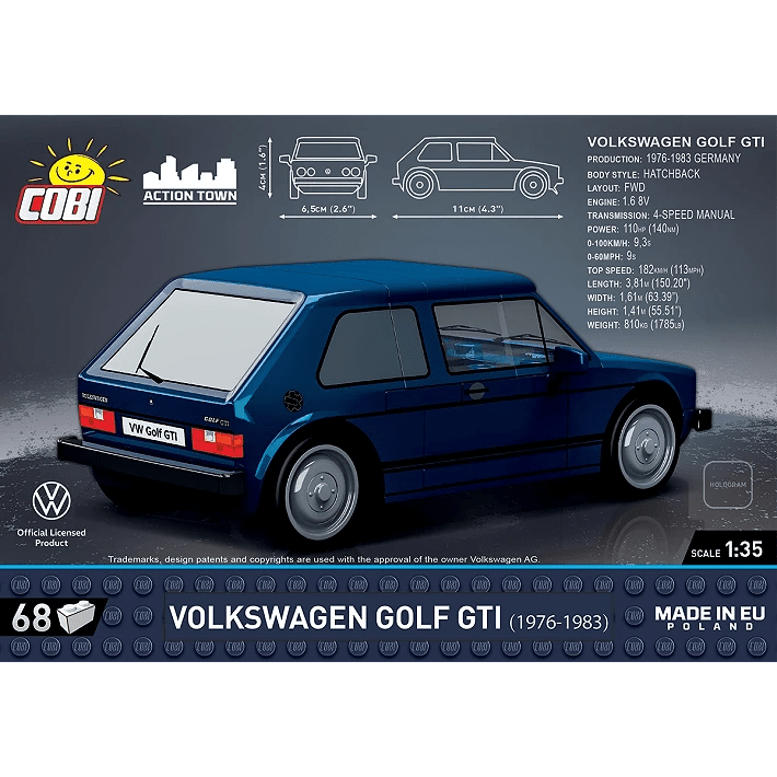 Cobi Bricks Volkswagen Golf GTI (1976 - 1983) Construction Toy Set - Phillips Hobbies