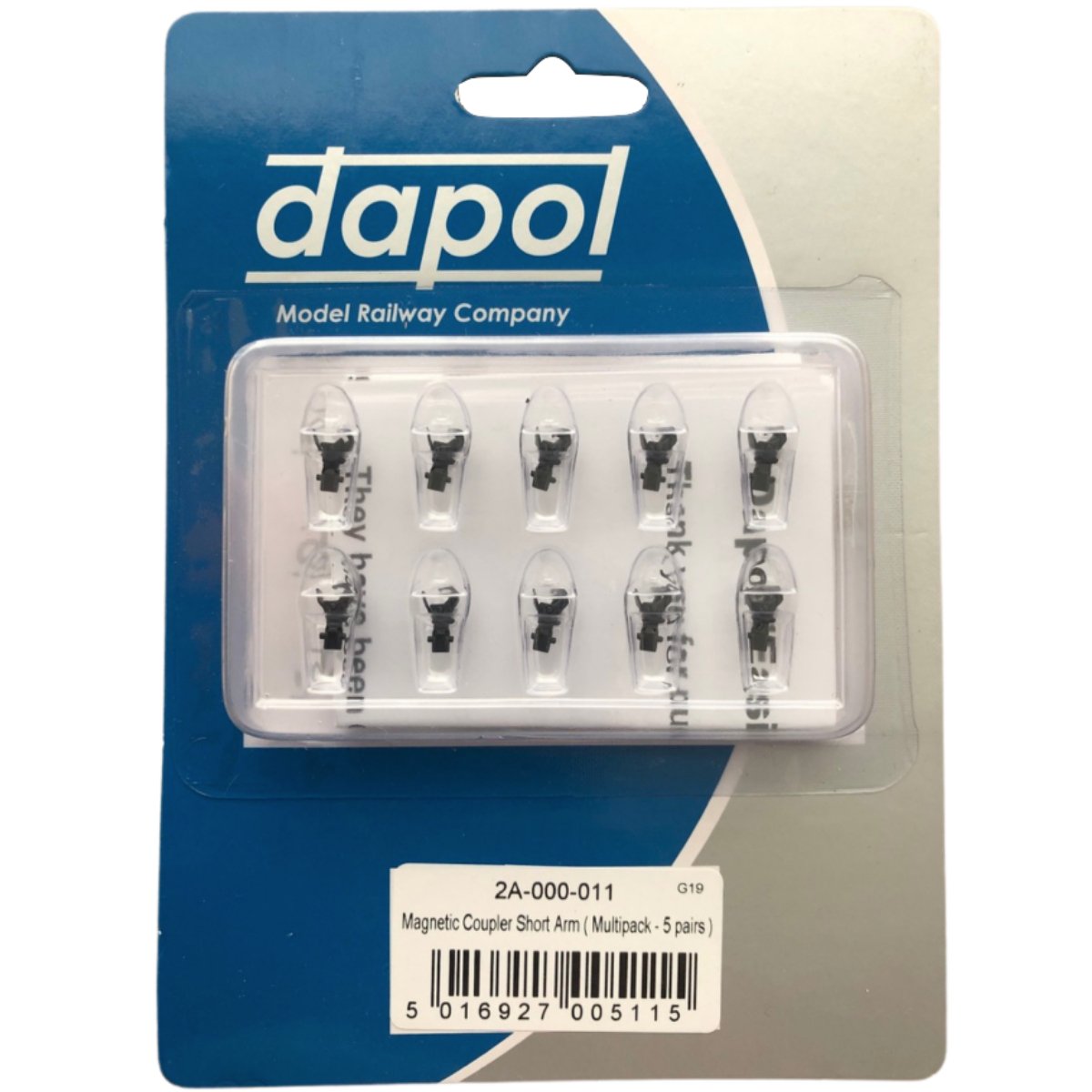 Dapol 2A-000-011 N Gauge Magnetic Couplings Short Arm Multipack - 5 Pairs