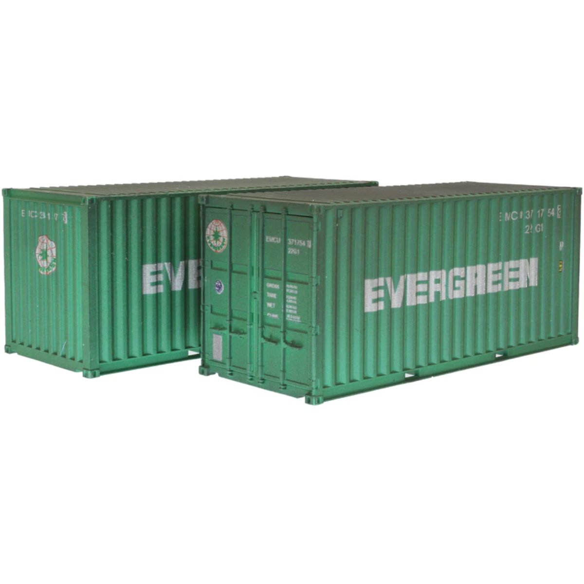 Dapol 4F-028-056 20FT Container Pack (2) Evergreen EMCU Weathered - OO Gauge - Phillips Hobbies