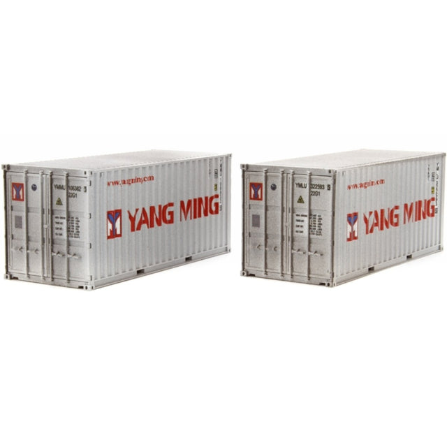Dapol 4F - 028 - 060 20ft Containers Yang Ming 322593 5 & 106832 1 Weathered - OO Gauge - Phillips Hobbies