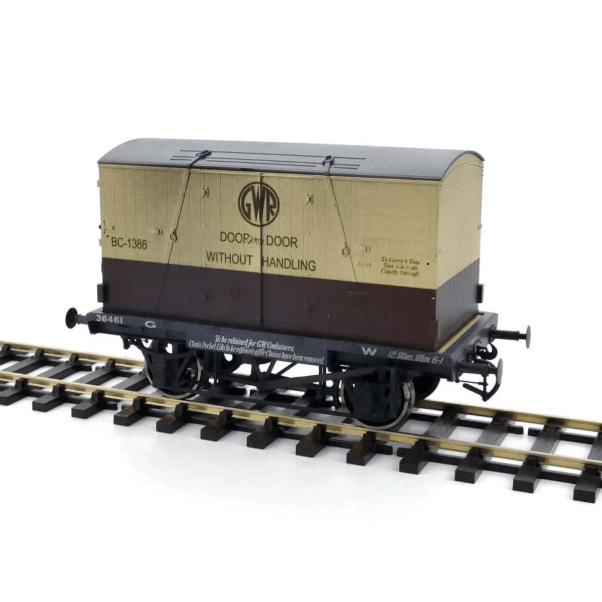Dapol 7F - 037 - 018W Conflat GWR & 3 Door Container BC - 1386 Weathered - O Gauge - Phillips Hobbies