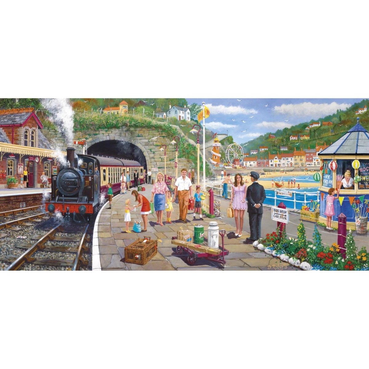Gibsons Seaside Train Jigsaw Puzzle (636 Pieces)