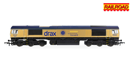 Hornby R30461 RailRoad GB Railfreight Class 66 66301 ‘Drax Power Station 50’ Gold Livery (Drax 50th Anniversary) - OO Gauge - Phillips Hobbies