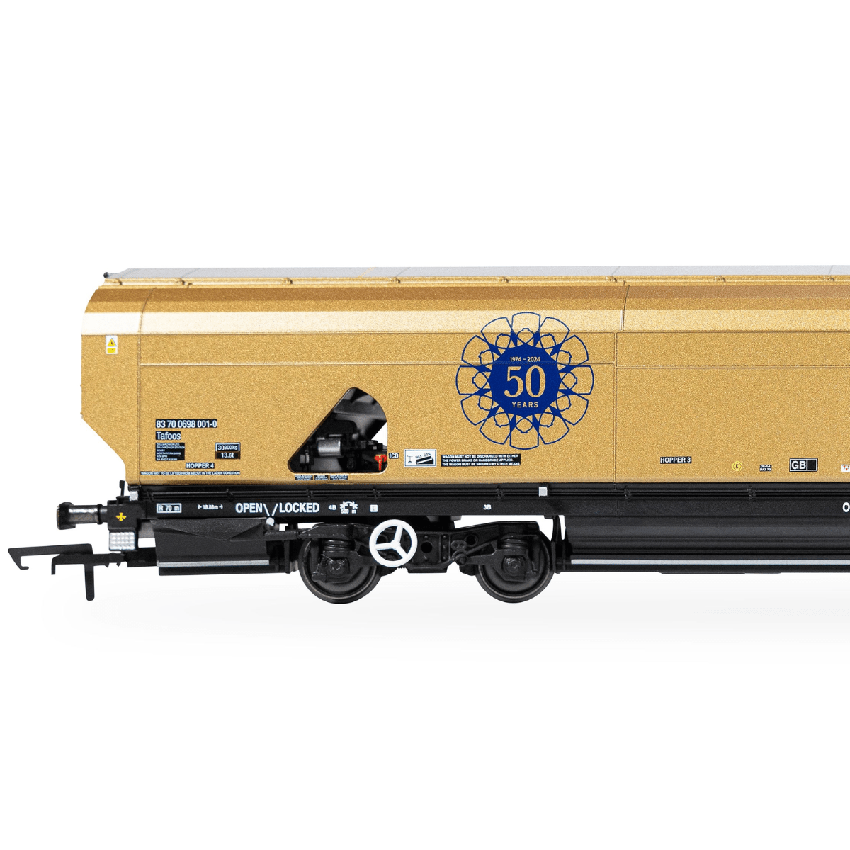 Hornby R60322 Drax Biomass Wagon Gold Livery (Drax 50th Anniversary) - OO Gauge LIMITED STOCK - Phillips Hobbies