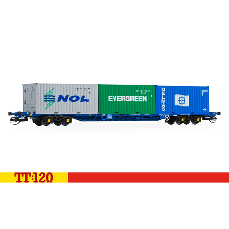 Hornby TT6032 Touax KFA Container Wagon with 3x20 Containers - TT:120 Gauge - Phillips Hobbies