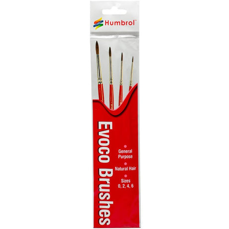 Humbrol AG4150 Evoco Paint Brush Pack 0, 2, 4, 6 - Phillips Hobbies