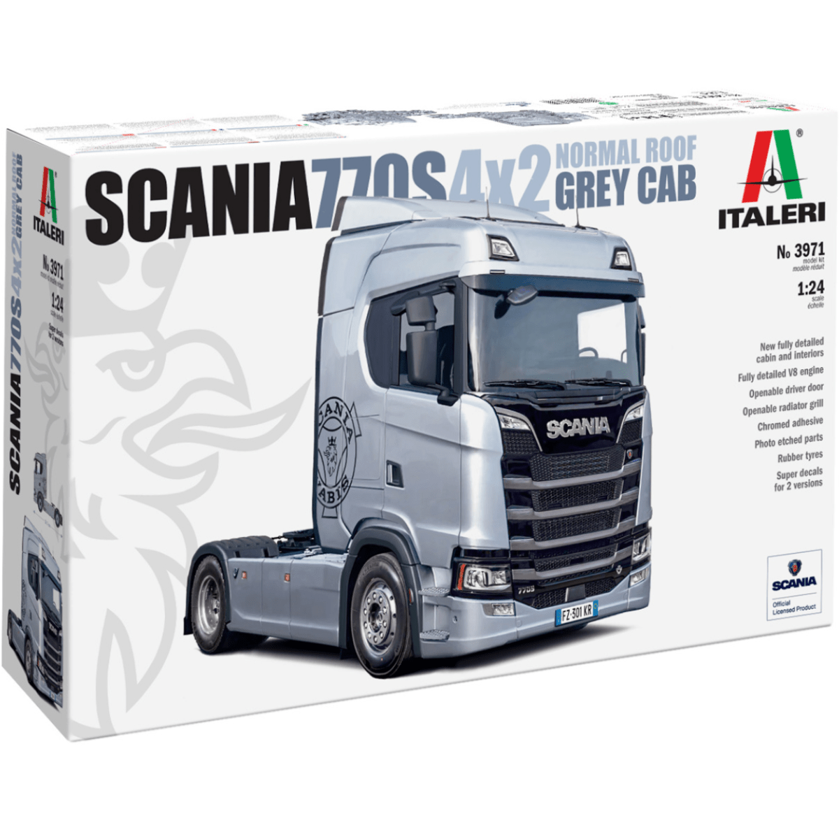 Italeri Scania S770 4x2 Normal Roof "Grey Cab" Plastic Kit - 1:24 Scale - Phillips Hobbies