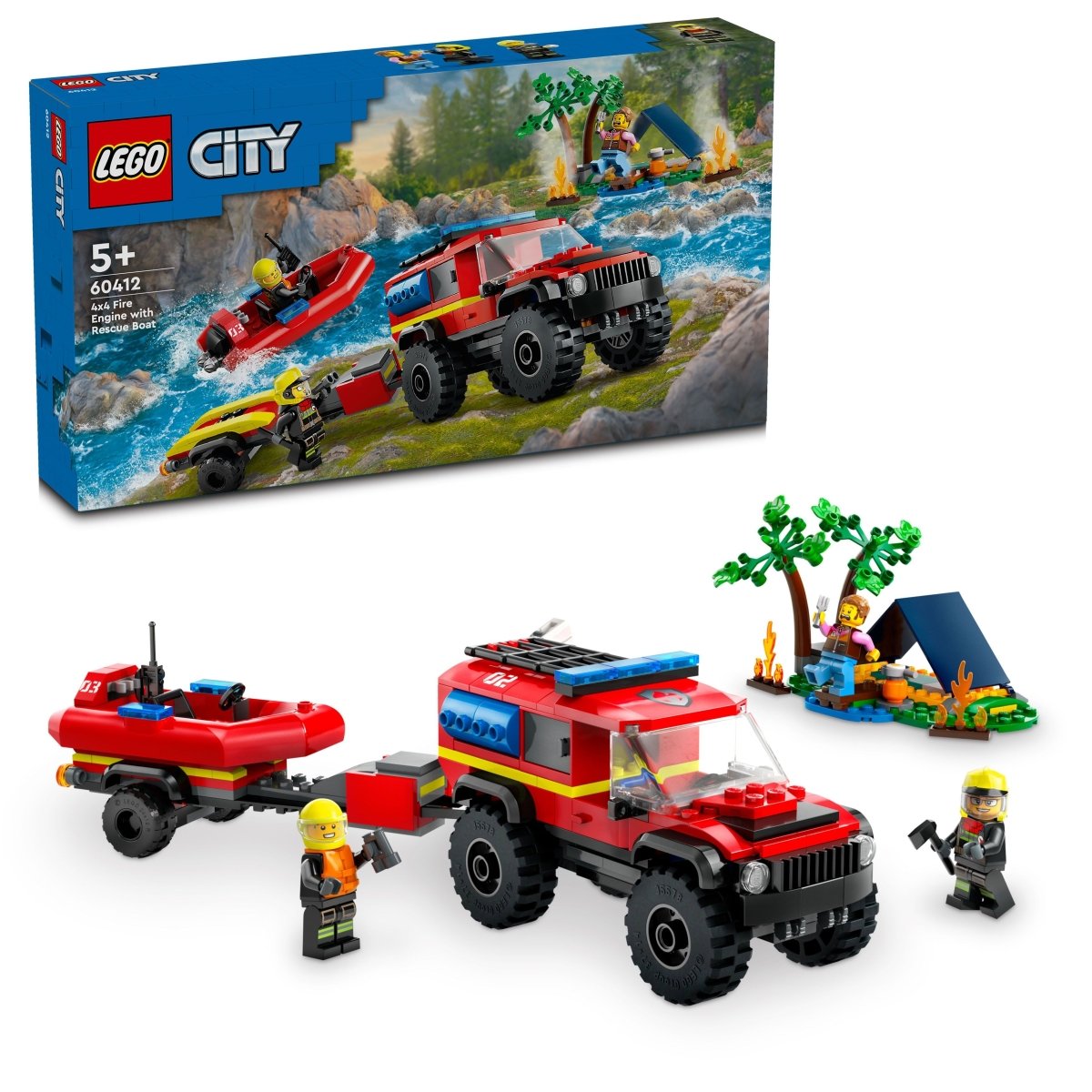 LEGO® City 4x4 Fire Engine with Rescue Boat Toy 60412 - Phillips Hobbies