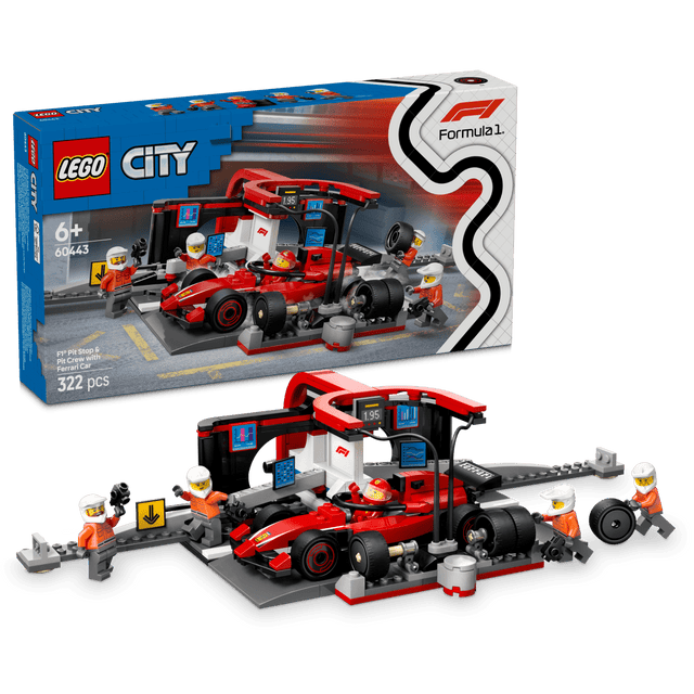 LEGO City F1 Pit Stop & Pit Crew with Ferrari Car Toy 60443 - Phillips Hobbies