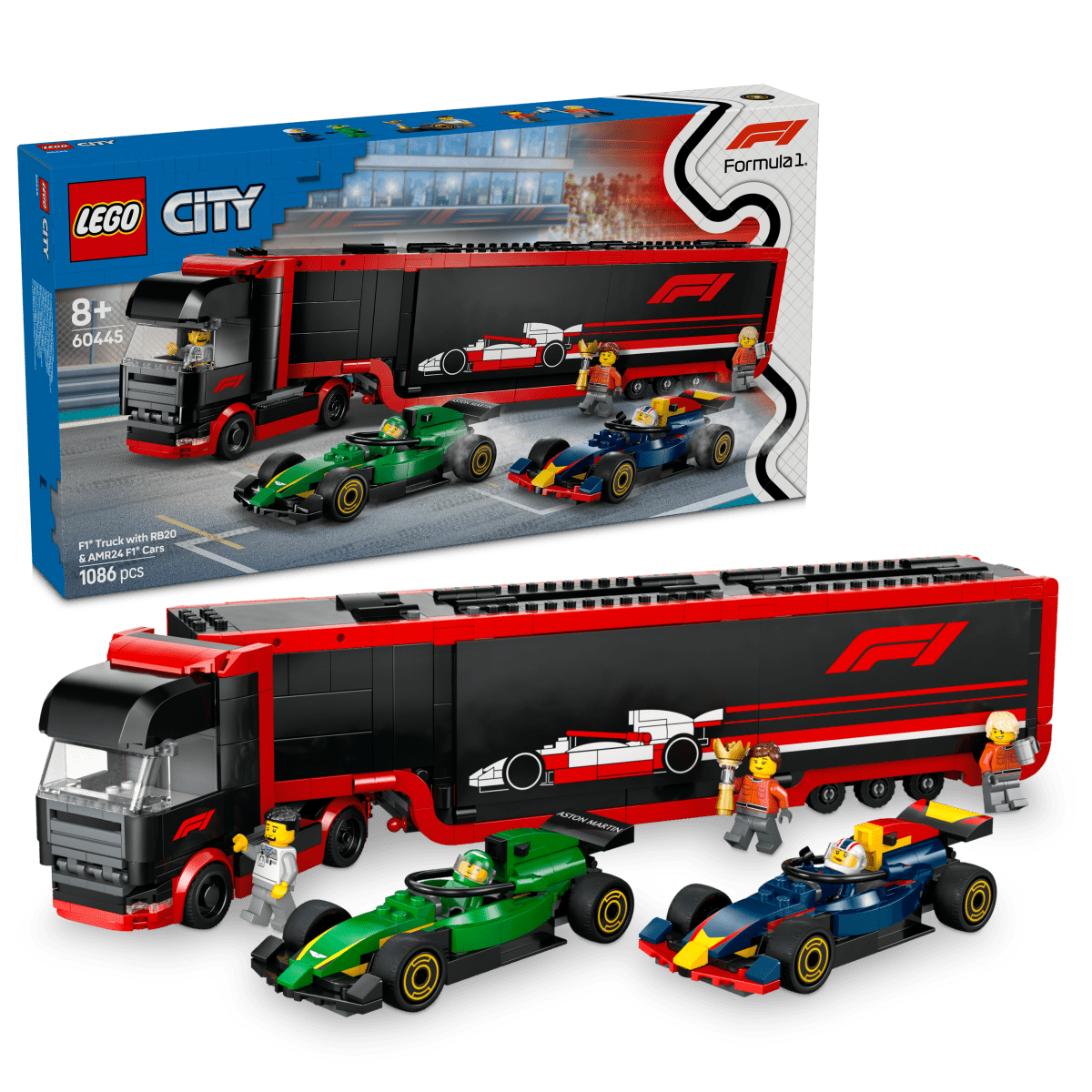LEGO® City F1® Truck with RB20 & AMR24 F1® Cars Toy Racing Transporter Set - Phillips Hobbies