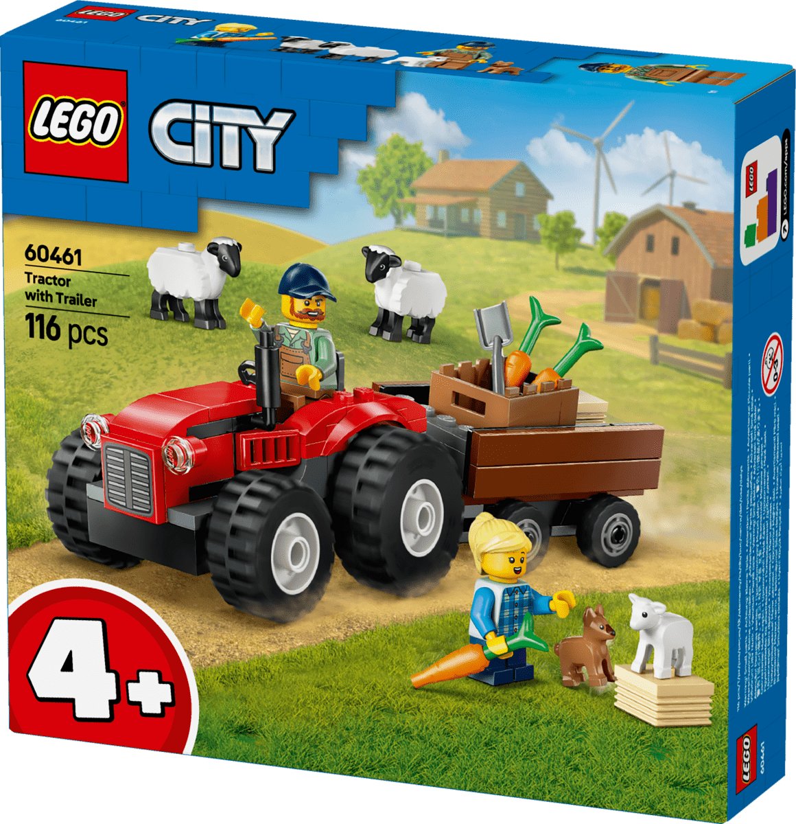 LEGO® City Red Farm Tractor with Trailer & Sheep Toy, Playset for Kids 60461 - Phillips Hobbies