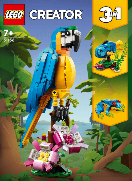 LEGO Creator 3 in 1 Exotic Parrot Animals Building Toy 31136 - Phillips Hobbies