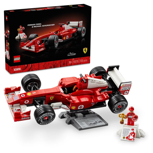 LEGO® Icons Ferrari F2004 & Michael Schumacher Model Car 11375 - Phillips Hobbies