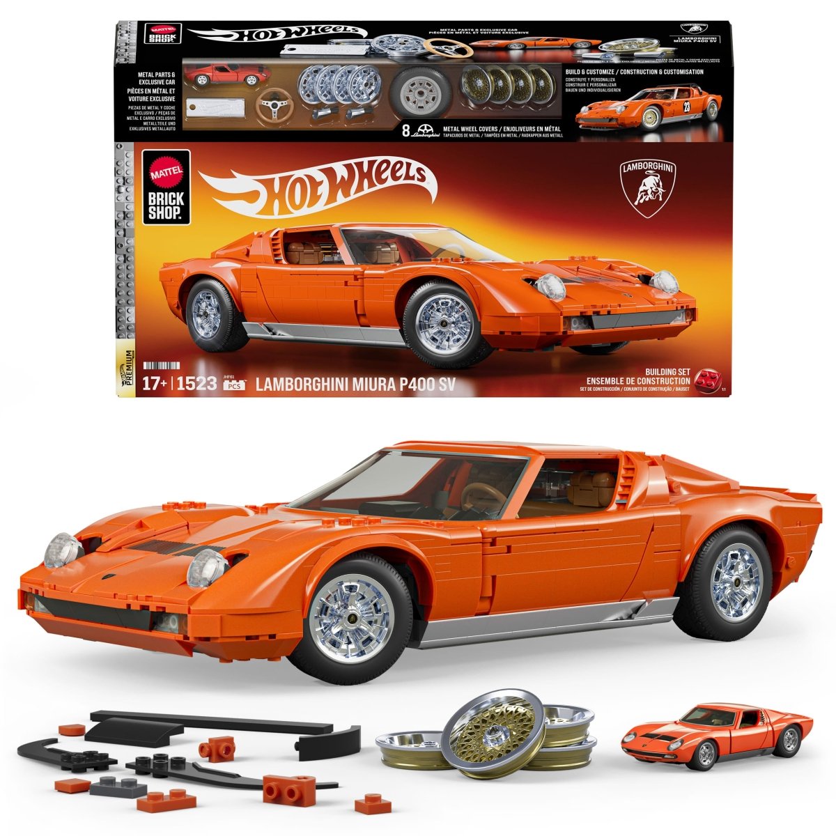 Mattel Brick Shop Hot Wheels '71 Lamborghini Miura P400 SV Building Toy Kit - Phillips Hobbies