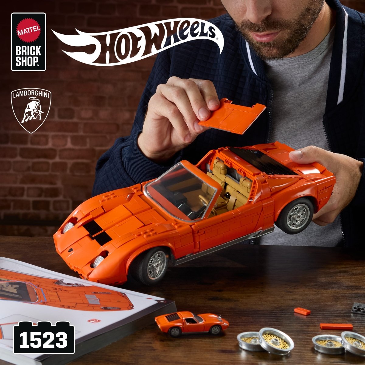 Mattel Brick Shop Hot Wheels '71 Lamborghini Miura P400 SV Building Toy Kit - Phillips Hobbies