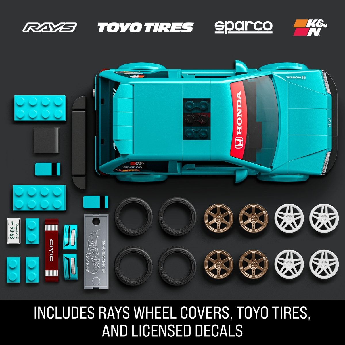 Mattel Brick Shop™ Hot Wheels® Custom '90 Honda Civic EF Building Set - Speed Series - Phillips Hobbies