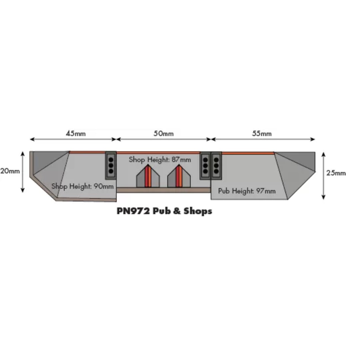 Metcalfe PN972 Low Relief Pub & Shops Card Kit - N Gauge - Phillips Hobbies