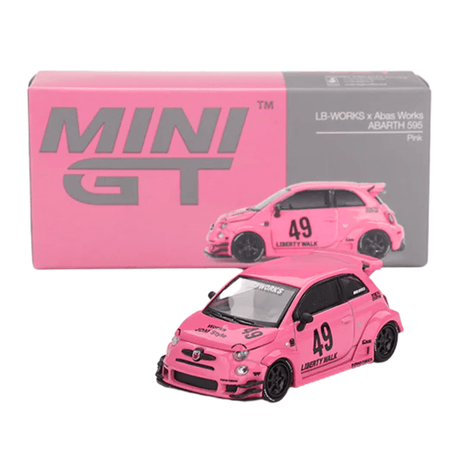 Mini GT Abarth 595 Pink (RHD) - 1:64 Scale - Phillips Hobbies