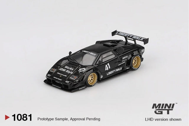 Mini GT Lamborghini Countach LB - Works Black (LHD) - 1:64 Scale - Phillips Hobbies