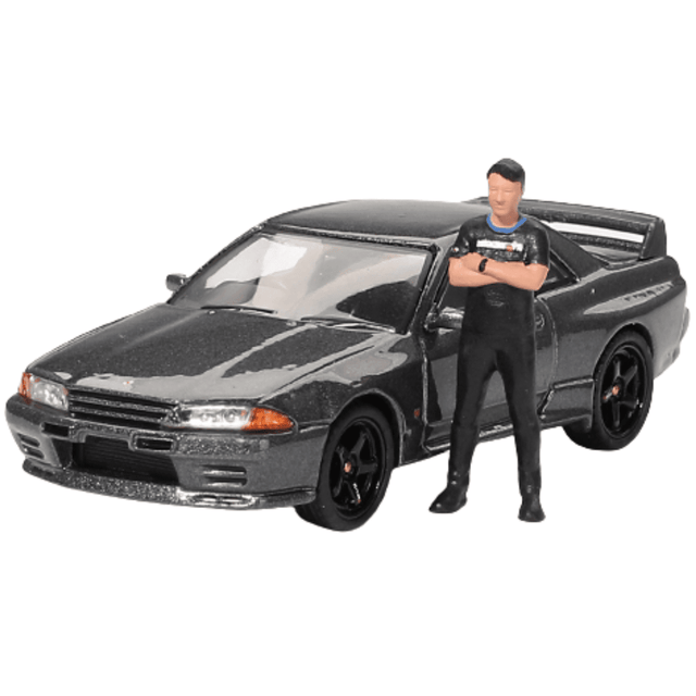 Mini GT Nissan Skyline GT - R (R32) Nismo Gunmetal With Matsuda Figure (RHD) - 1:64 Scale - Phillips Hobbies