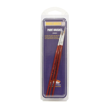 Model Maker Three Paint Brushes (Sizes 000, 0 & 2) - Phillips Hobbies