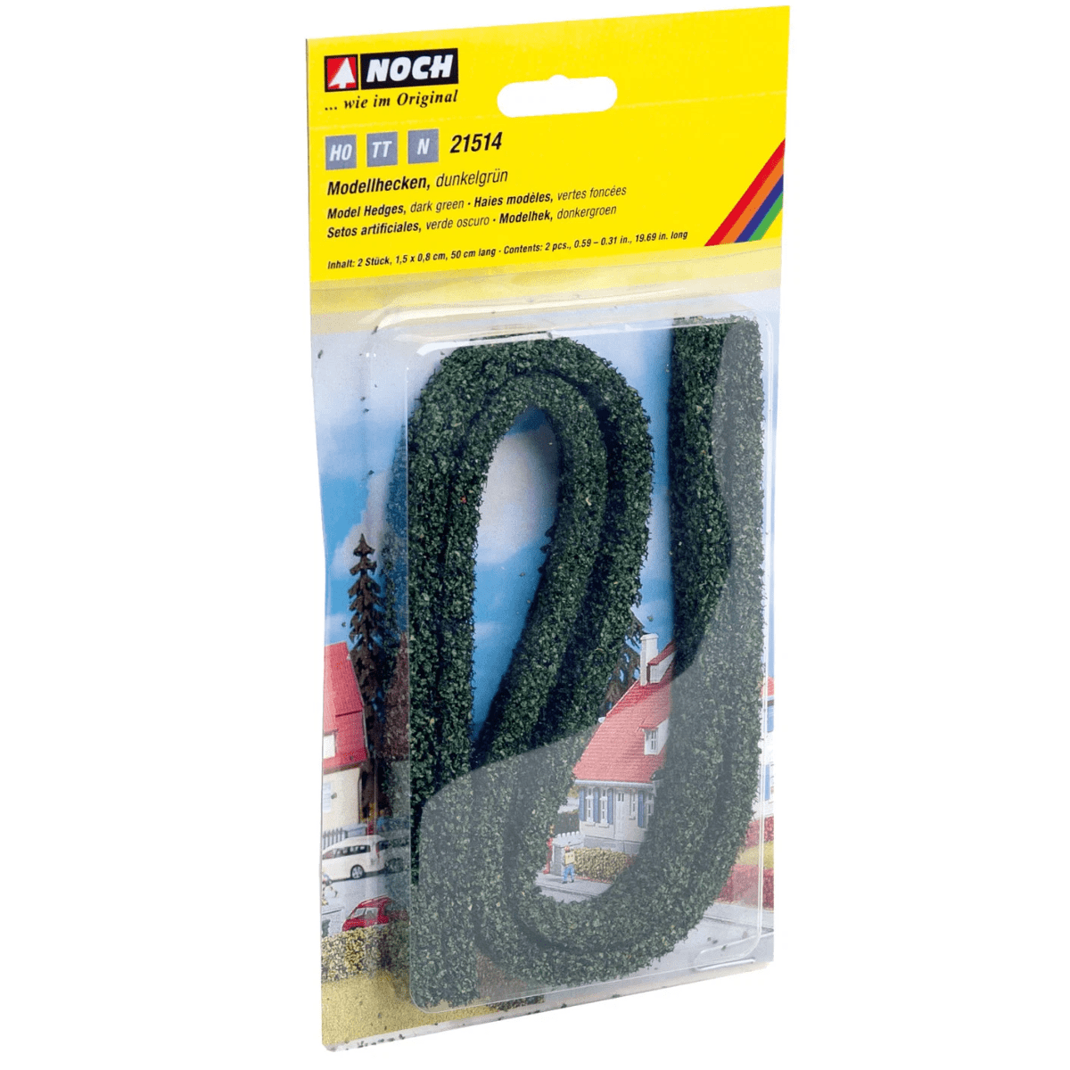 Noch 21514 Dark Green Model Hedges 500 x 15 x 8mm (2) - OO/HO Scale - Phillips Hobbies