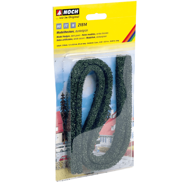 Noch 21514 Dark Green Model Hedges 500 x 15 x 8mm (2) - OO/HO Scale - Phillips Hobbies