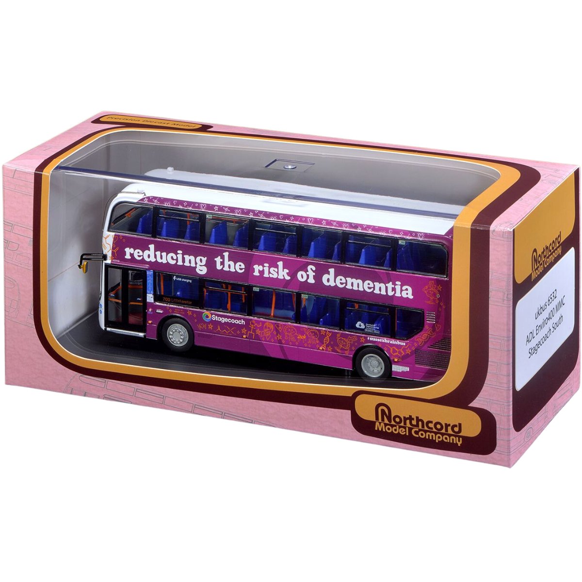 1:76 Scale Model Bus - Northcord UK6532 ADL Enviro400 Stagecoach South Sussex Brain Bus