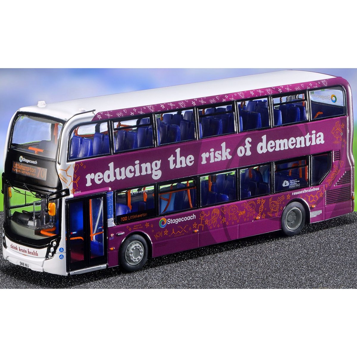 1:76 Scale Model Bus - Northcord UK6532 ADL Enviro400 Stagecoach South Sussex Brain Bus