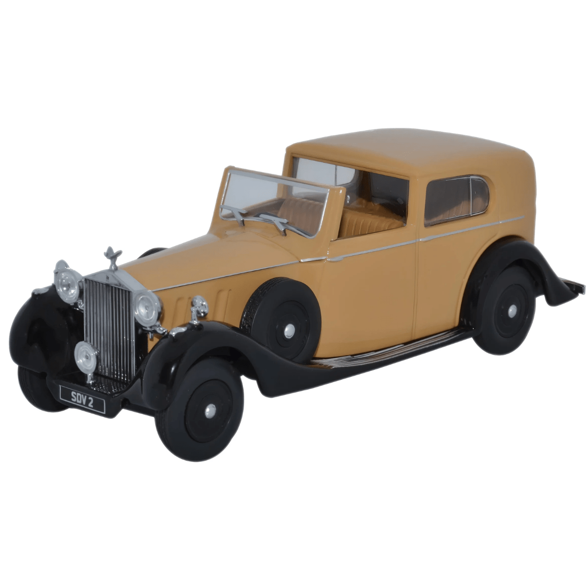 Oxford Diecast 43RRP3002 Rolls Royce Phantom III SDV Hj Mulliner Fawn/Black - 1:43 Scale - Phillips Hobbies