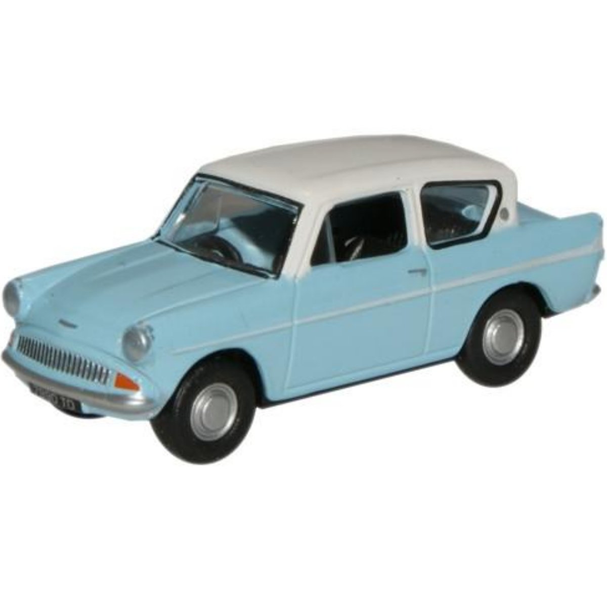 Oxford Diecast 76105007 Light Blue & Ermine White Ford Anglia - Phillips Hobbies