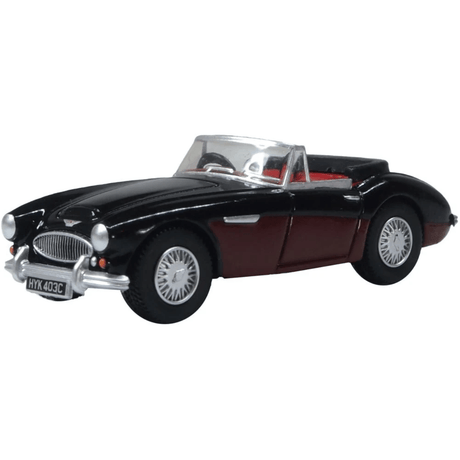 Oxford Diecast 76AH3006 Austin Healey 3000 Black/Burgundy - 1:76 Scale Model - Phillips Hobbies
