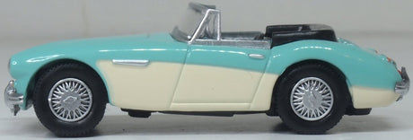 Oxford Diecast 76AH3007 Austin Healey 3000 Florida Green/Ivory White - 1:76 Scale - Phillips Hobbies