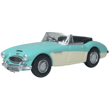 Oxford Diecast 76AH3007 Austin Healey 3000 Florida Green/Ivory White - 1:76 Scale - Phillips Hobbies
