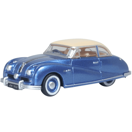 Oxford Diecast 76ATL006 Austin Atlantic Coupe Blue/Ivory - 1:76 Scale - Phillips Hobbies