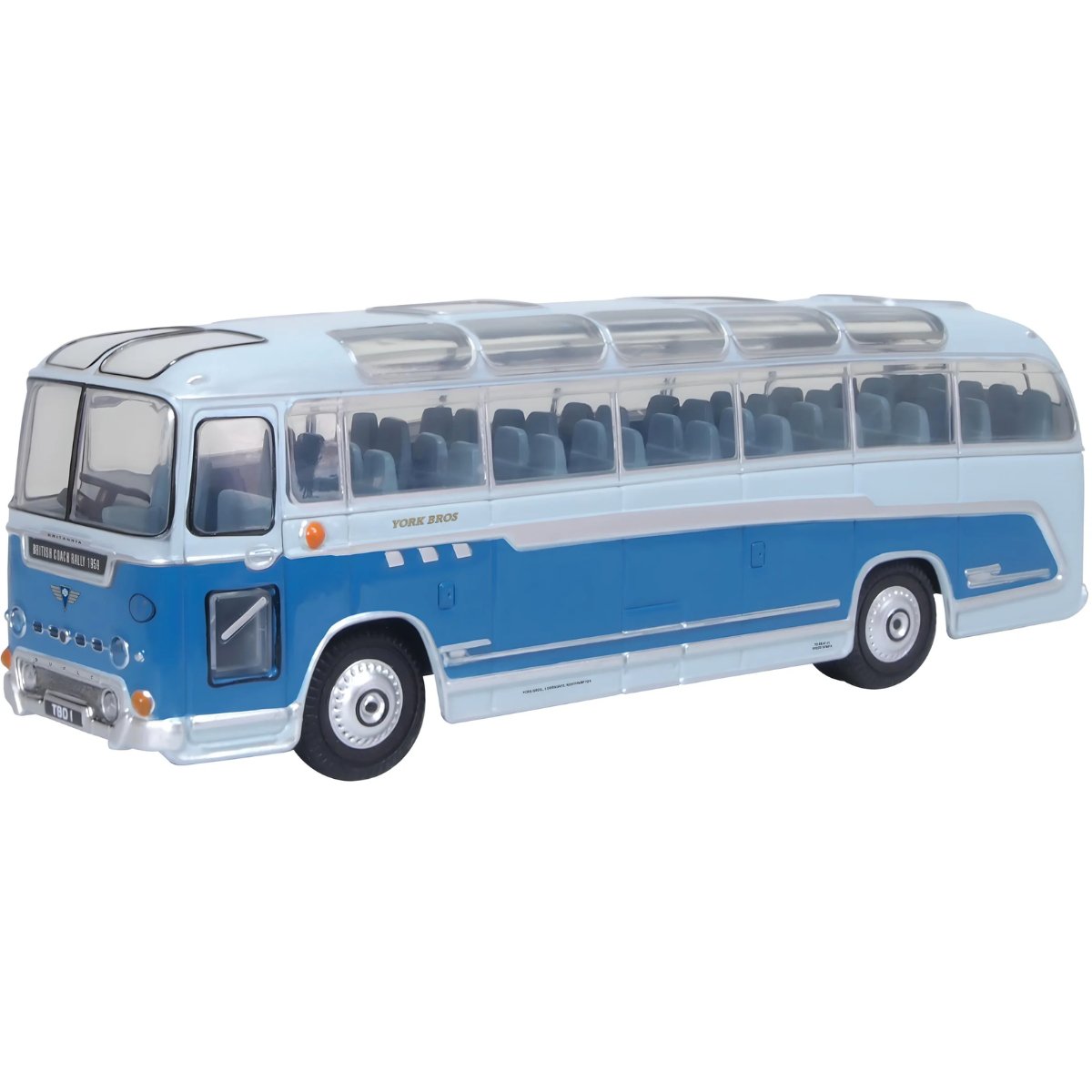 1:76 Scale Model Bus - Oxford Diecast 76DB003 Duple Britannia York Bros - Two Tone Blue