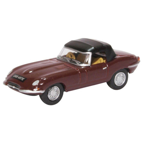 Oxford Diecast 76ETYP012 Jaguar E Type Soft Top Imperial Maroon - Phillips Hobbies