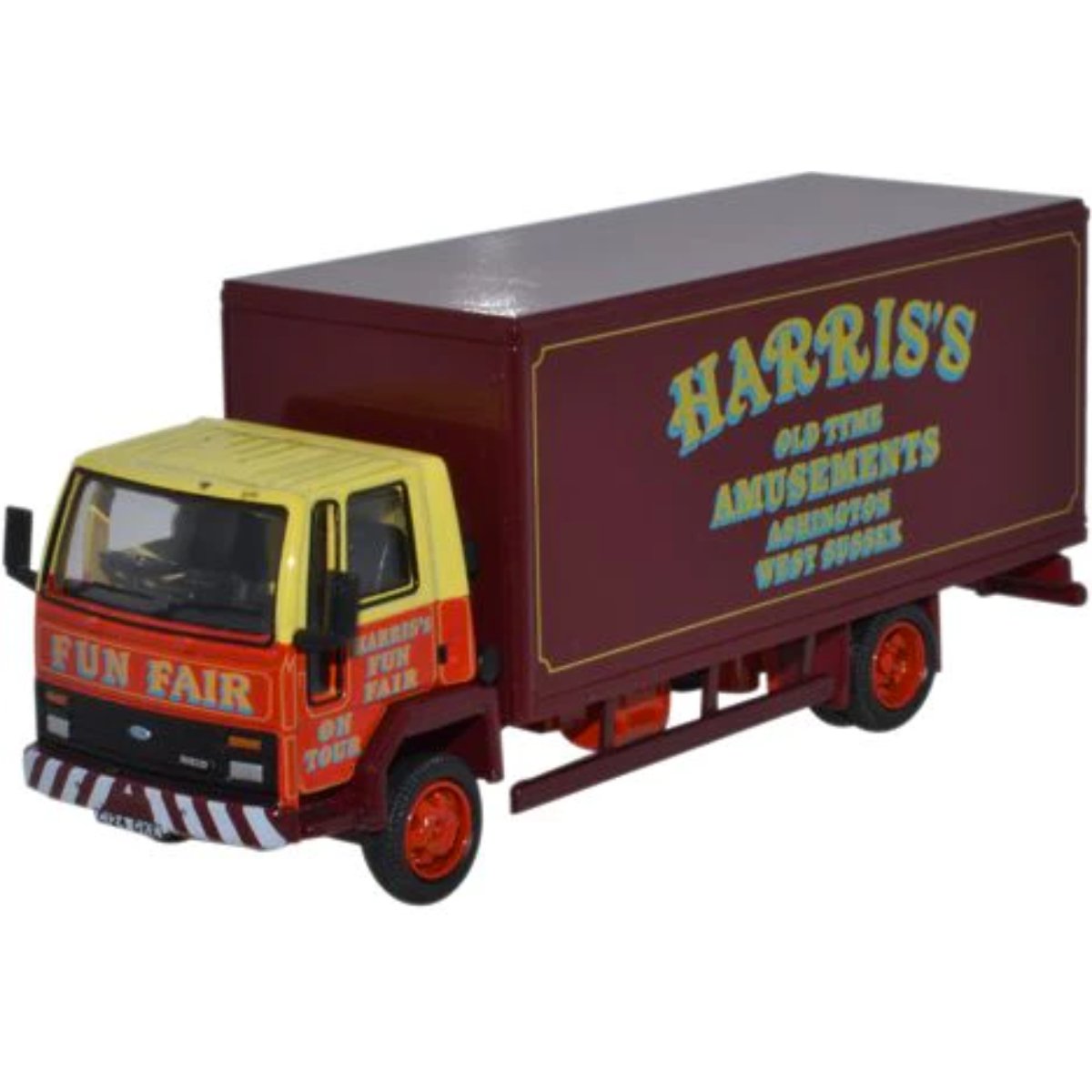 Oxford Diecast 76FCG003 Ford Cargo Box Van - Harris Amusements - Phillips Hobbies