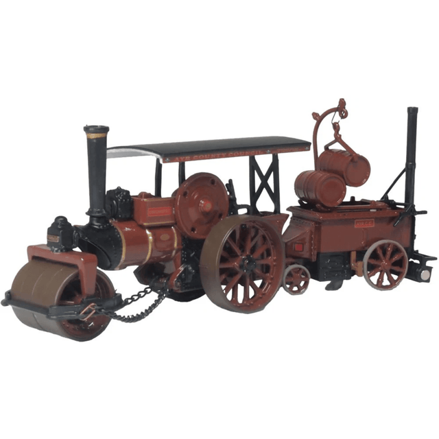 Oxford Diecast 76FSR007 Fowler Steam Roller & Coleman Flapper Covenanter/Ayr County Council - 1:76 Scale - Phillips Hobbies